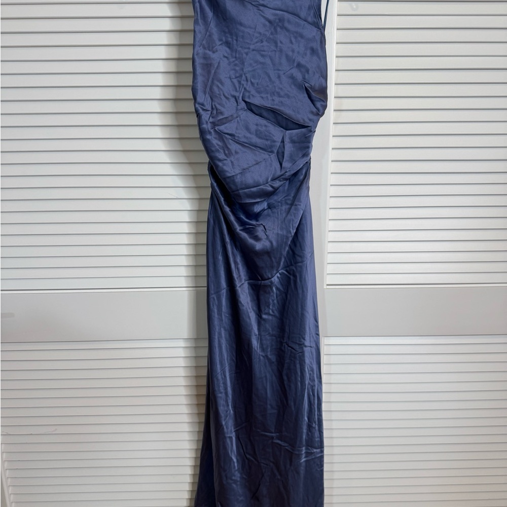 New Reformation Casette Silk Dress Cornflower - Picture 6 of 7